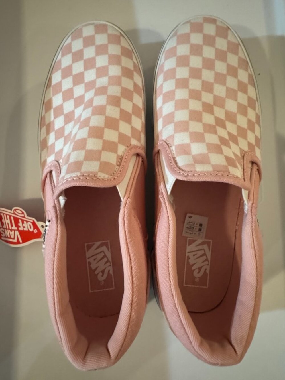 Vans Girls' Missy Pink/White Checkerboard Pattern Slip-On Sneakers, Girls' 5,NWT